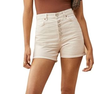 NWT Reformation Amy Button Fly High Rise Jean Shorts